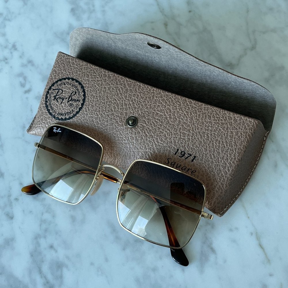 RayBan Square 1971 gold sunglasses 54mm light brown gradient